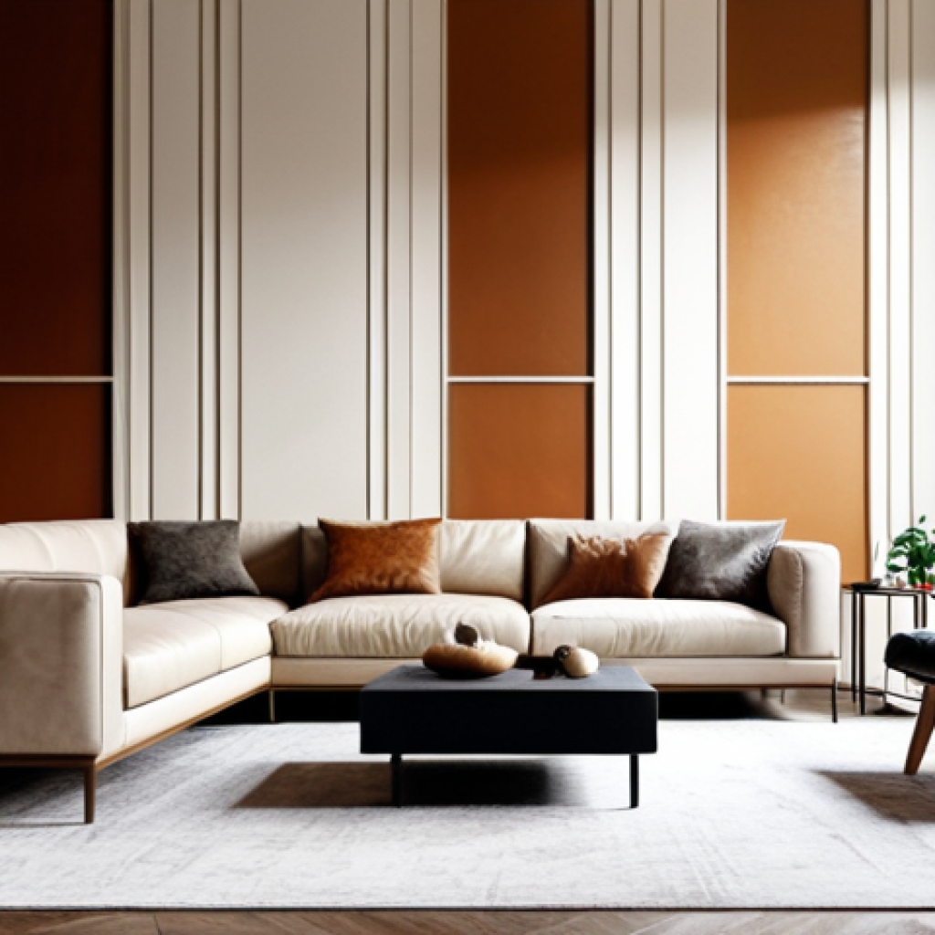 **
"A bright, modern living room featuring a wall decorated with handcrafted Kombucha leather panels in earth tones, fully clothed, appropriate content, safe for work, professional interior design, perfect anatomy, natural proportions, well-lit, family-friendly."
**