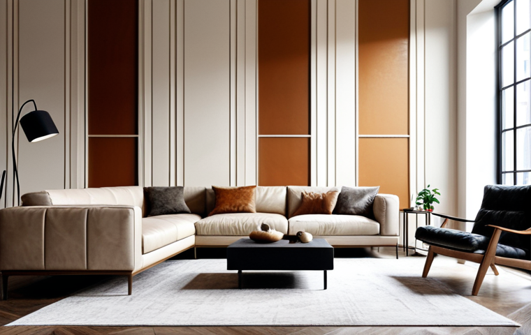 **
"A bright, modern living room featuring a wall decorated with handcrafted Kombucha leather panels in earth tones, fully clothed, appropriate content, safe for work, professional interior design, perfect anatomy, natural proportions, well-lit, family-friendly."
**