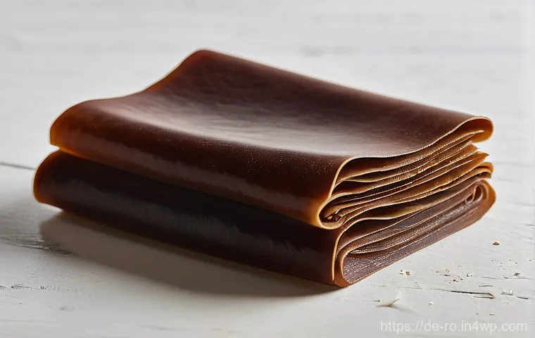 콤부차 가죽의 보존 방법 - **Prompt 1: The First Steps of SCOBY Leather Preparation**
    "A close-up, high-definition image of...