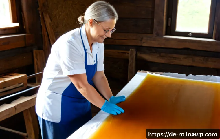 Home 17 콤부차 가죽 제작에 따른 경제적 이점 - Photorealistic German small-business workshop producing kombucha leather, a middle-aged craft entrep...